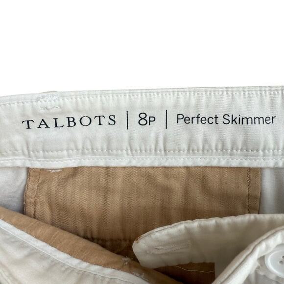 Talbots White Perfect Skimmer Cropped Pedal Pusher Pants Size 8P Casual Mature - Picture 3 of 13